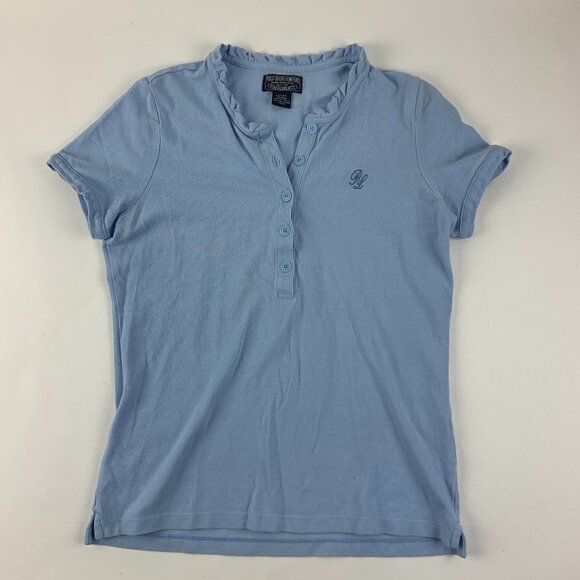 Polo Jeans Co Womens Polo Short Sleeve Button Down Blue Medium - Picture 1 of 9